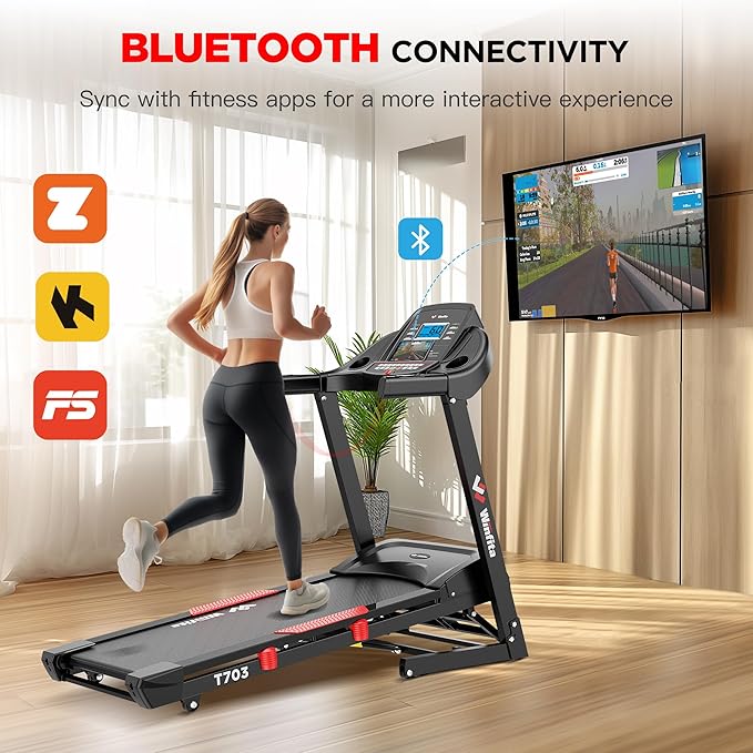 Treadmill with 15% Auto Incline, 300 LBS Capacity and 10 MPH Max Speed, 4.0HP Folding Treadmills for Home Features 18'' x 50'' Belt, Bluetooth, APP, 64 Preset Programs and 3 Countdown Modes-StrideForce Fitness