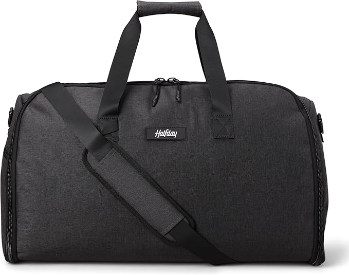 Halfday Convertible 2-in-1 Garment Duffel Weekender Bag 45L | Wrinkle-Free Travel, Hanging Suit Compartment, Shoe Pockets, Trolley Sleeve. Durable & Water-Resistant Carry-On, Shadow-StrideForce Fitness