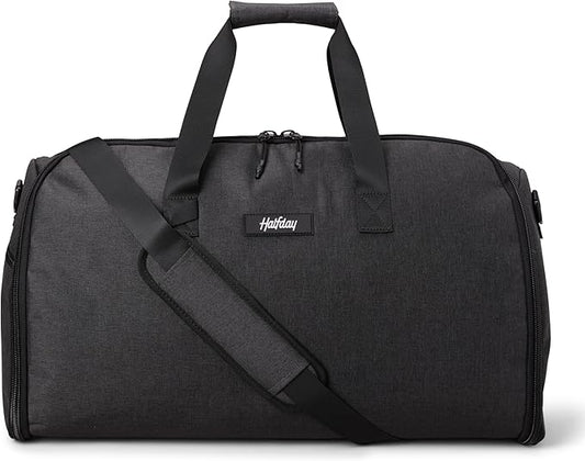 Halfday Convertible 2-in-1 Garment Duffel Weekender Bag 45L | Wrinkle-Free Travel, Hanging Suit Compartment, Shoe Pockets, Trolley Sleeve. Durable & Water-Resistant Carry-On, Shadow-StrideForce Fitness