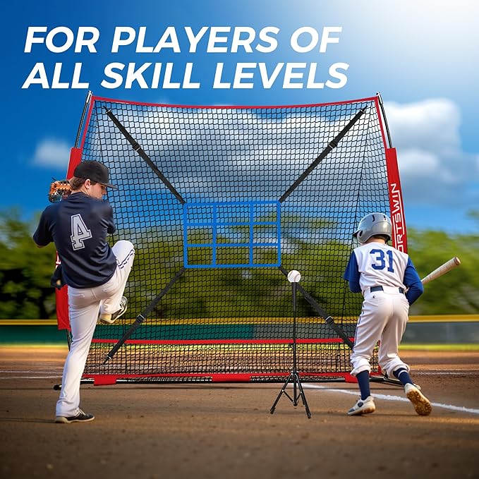 7x7 FT Baseball Net for Batting Pitching Hitting, with Strike Zone, Softball Net for Batting and Pitching, Baseball Practice Training Equipment for Kids Adult Youth-StrideForce Fitness