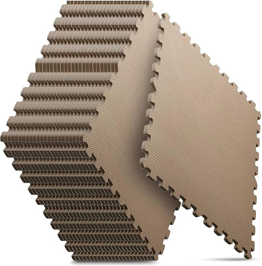 Home Gym Mat, Puzzle Exercise Mat, EVA Interlocking Foam Floor Tiles for Home Workout Equipment and Kids' Play Areas - Blue, 24 in x 24 in x ½ in - (Brown, 24 Pack(96 SQ FT))-StrideForce Fitness