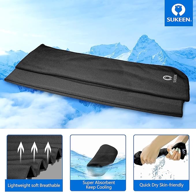 Sukeen 4Pack Cooling Towel (40"x12") for Neck and Face, Soft & Breathable Chilly Sports Towel, Quick-Drying Sweat Absorbing Cooling Neck Wraps with Cooling Tech. for Yoga, Sport, Running, Workout-StrideForce Fitness