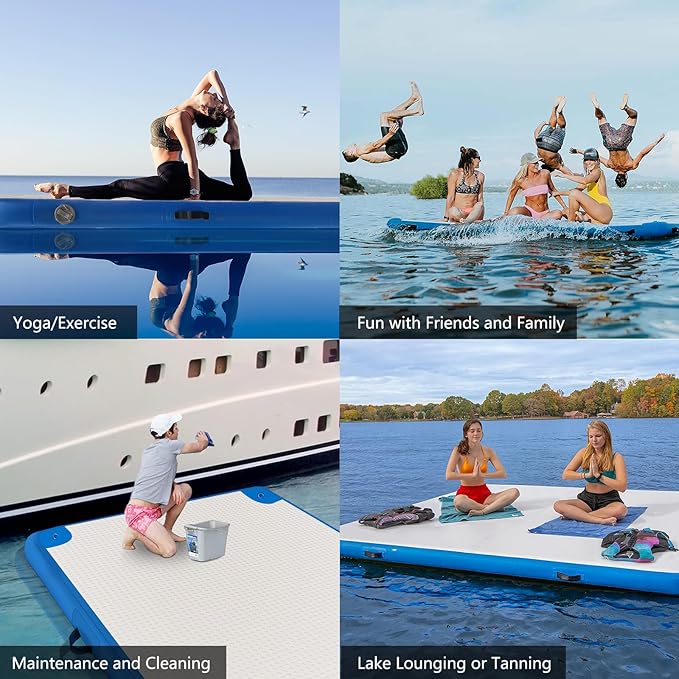 Inflatable Lake Float for Adults, Multi-Person Inflatable Swim Deck with None-Slip Surface, Swimming Water Platform, Floating Island - Dock - Raft for Pool & Beach, Lake, River Fun-StrideForce Fitness