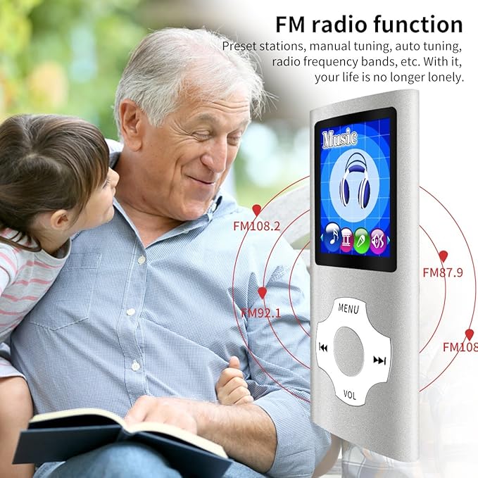 Mymahdi MP3/MP4 Portable Player,1.8 Inch LCD Screen,Max Support 64GB,Silver-StrideForce Fitness