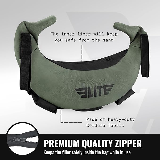 Elite Sports Bulgarian Canvas Bag, Fitness Canvas MMA Gym Cross Workout Training Sandbag 17, 25, 33, 45 lbs (UNFILLED)-StrideForce Fitness