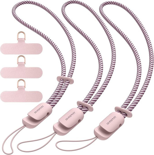 SURPHY 3 Pack Phone Wrist Strap with CellPhone Tether Tab, Cellphone Lanyard, Phone Strap with 2-Color Braided, Wrist Lanyard-StrideForce Fitness