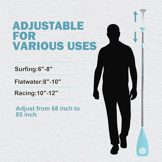 SUP Paddle - Paddle Board Paddle 4 Piece Stand Up Paddleboard Paddles Lightweight Floating Kayak Paddle - Light Blue - Lake Green - Light Green-StrideForce Fitness