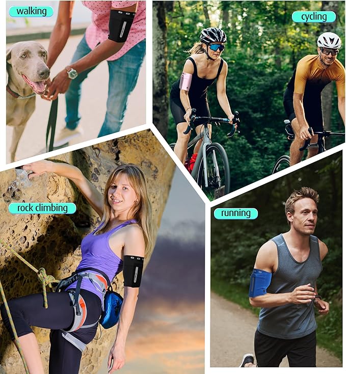 HiRui Running Armband Sleeve Universal Sports Armband Cell Phone Holder Armband for Exercise Workout, Compatible with iPhone 16/15/14/13/Plus/Pro Samsung Galaxy All Phones (XL, Black)-StrideForce Fitness