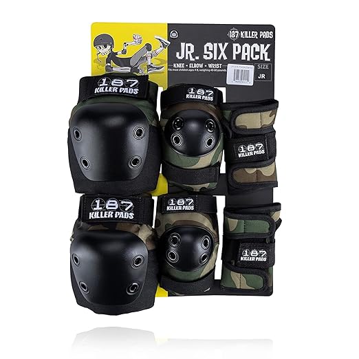 187 Killer Pads Six Pack Pad Set, Elbow Pads, Knee Pads, and Wrist Guards - Ideal for Skateboarding, Roller Skating, and Inline Skating-StrideForce Fitness