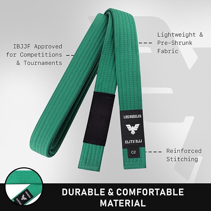 Elite Sports Kids Brazilian Jiu Jitsu Belts Preshurunk Martial Arts Youth BJJ Belts for Girls & Boys with BJJ Ranking Stripes-StrideForce Fitness