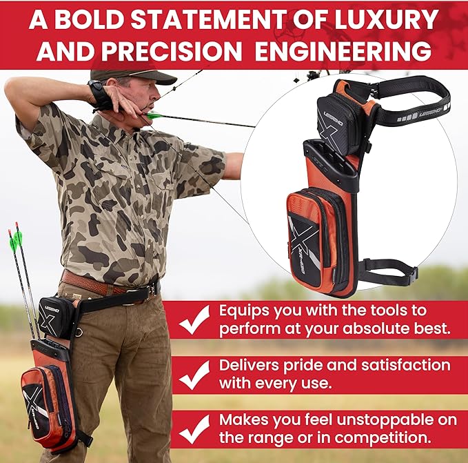 Legend XR430 Premium Field Quiver for Arrows - Right-Handed Hip Arrow Quiver with Removable Release Pocket, Durable Archery Quiver with Tools & Accessories Compartment, Arrow Holder-StrideForce Fitness