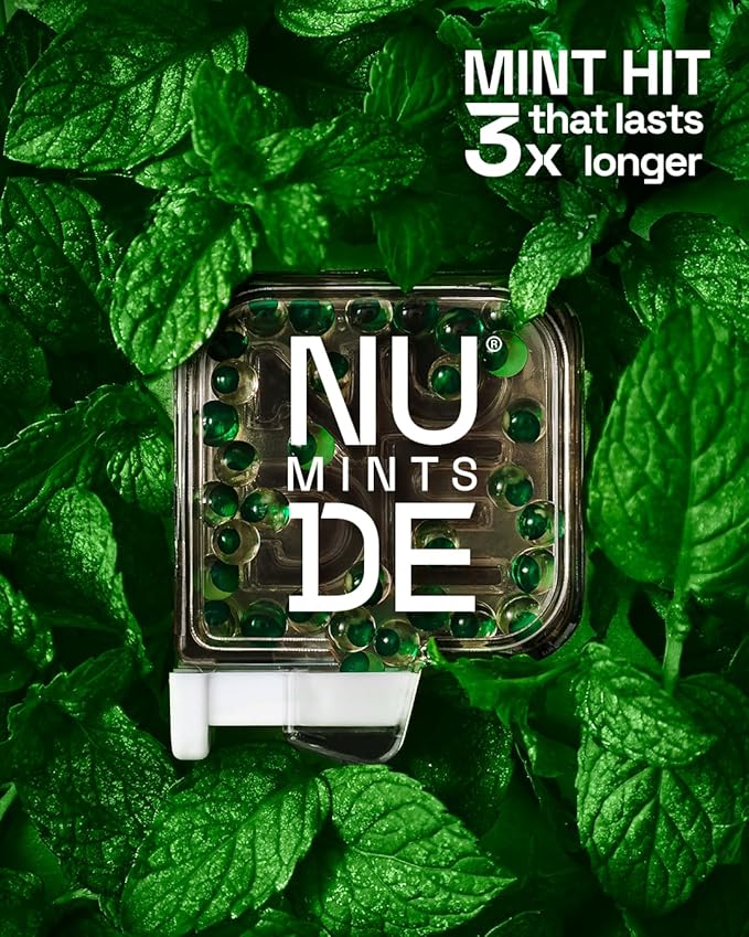 NUDE MINTS | Dual Action Liquid Capsules | Mouth Watering Mint - Lasts 3X Longer - 3X Stronger - Extreme Bad Breath Treatment For Adults - Sugar Free, 0 Calorie - Spearmint - 5 Pack - 150 Capsules