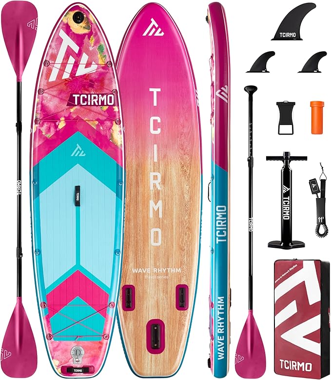 Inflatable Stand Up Paddle Board for Adults with Seam Welded Technology, 10'6''x33''x6'', Durable SUP with Dual-Blade Paddle and Complete Accessories, 390 lbs Capacity, Beginner-Friendly-StrideForce Fitness