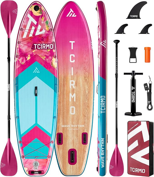 Inflatable Stand Up Paddle Board for Adults with Seam Welded Technology, 10'6''x33''x6'', Durable SUP with Dual-Blade Paddle and Complete Accessories, 390 lbs Capacity, Beginner-Friendly-StrideForce Fitness