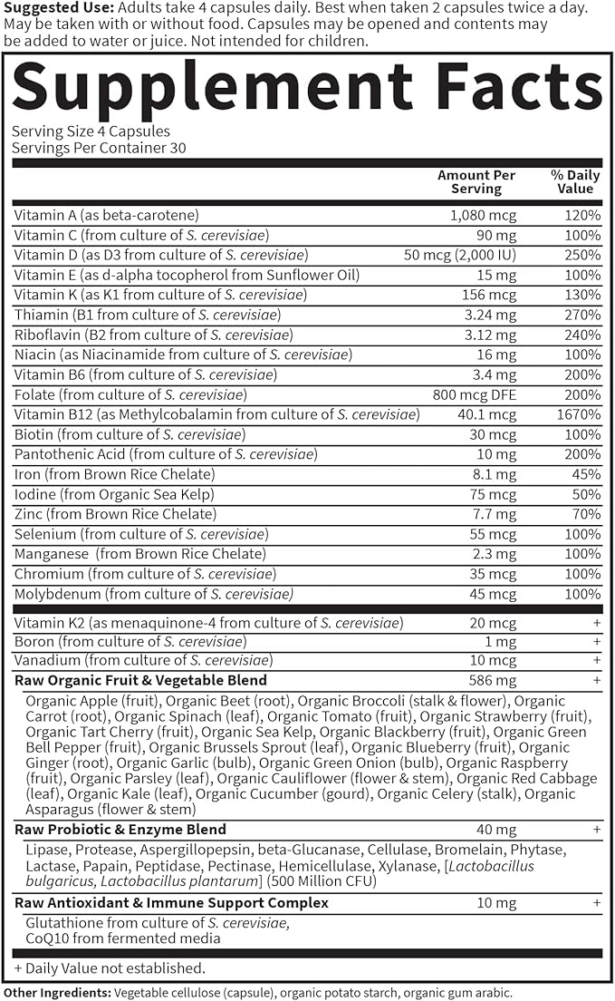 Garden of Life Multivitamin for Women, Vitamin Code Women's Multi - Whole Food Womens Multi Vitamins, Iron, Folate not Folic Acid, Vitamin A and Probiotics for Womens Energy, 120 Vegetarian Capsules-StrideForce Fitness