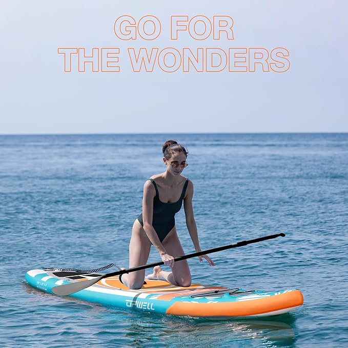 UPWELL 10'6"/11'/11'6" Inflatable Paddle Board, Stand Up Paddlboard for Youth & Adults, Stable Design, Premium SUP Accessories, Backpack, Leash, Hand Pump, Fins-StrideForce Fitness