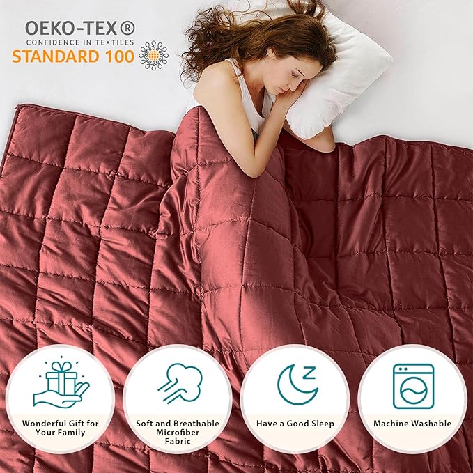 L'AGRATY Weighted Blanket - 48"x72" 15lbs Cooling Breathable Heavy Blanket Microfiber Material with Glass Beads for Adult All-Season Summer Fall Winter Soft Thick Comfort-StrideForce Fitness