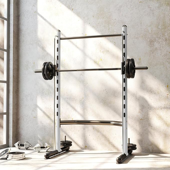Soozier Squat Rack with Pull-Up Bar, Adjustable Power Rack with Barbell Bar, Multi-Functional Bench Press Rack for Home Gym Strength Training-StrideForce Fitness