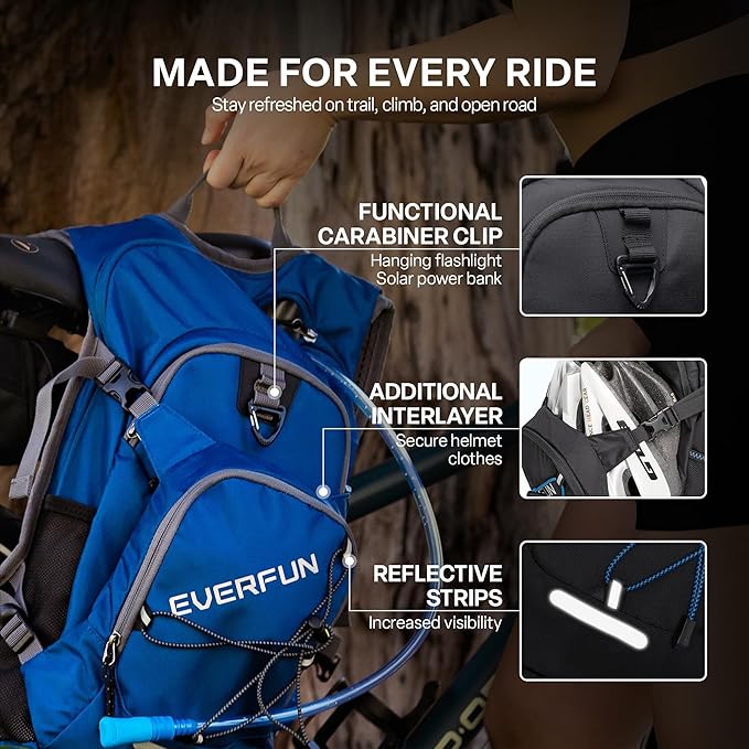 Everfun Hydration Backpack 18L with Water Bladder 2L/3L Hiking Water Backpack Women Men Hydration Pack Insulated Lightweight Day Hydropack with Storage for Hiking, Biking, Running, Festival-StrideForce Fitness