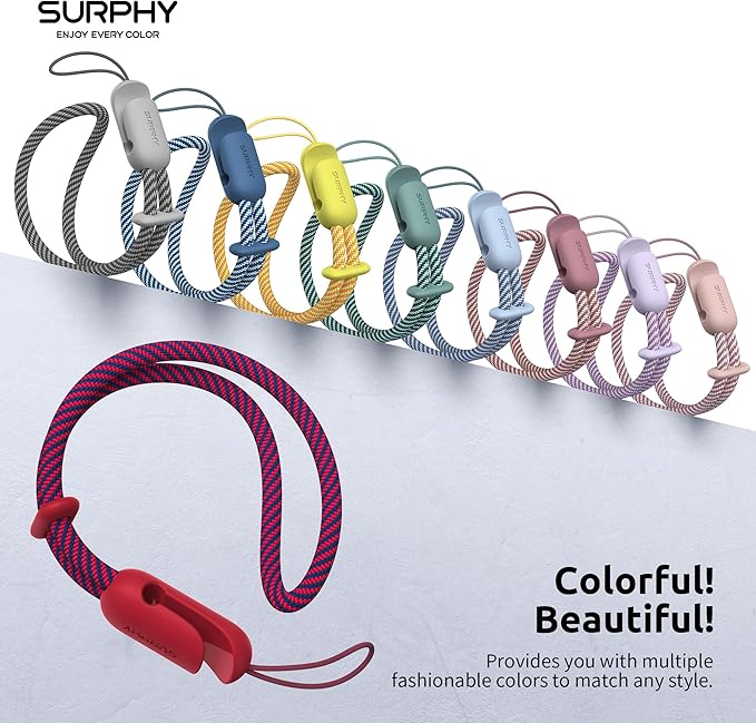 SURPHY 2 Pack Phone Lanyard for Cellphone Case, Phone Wrist Strap for Case, Cellphone Strap with 2-Color Braided, Charm Wrist Lanyard for Women and Men, Red & Gray