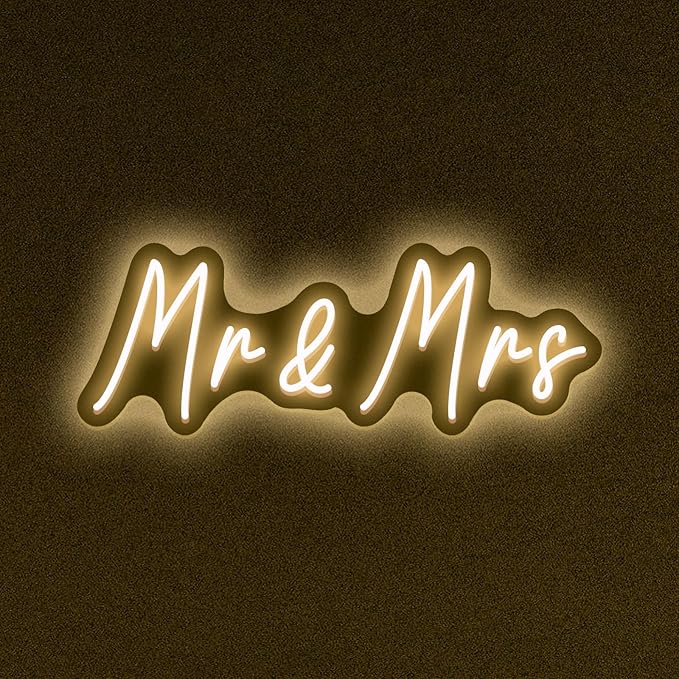 Mr&Mrs LED Neon Sign Wedding & Reception Decor Illuminating Wall Art New Couples Gift Cool LED Sign with 5V Power Supply-StrideForce Fitness