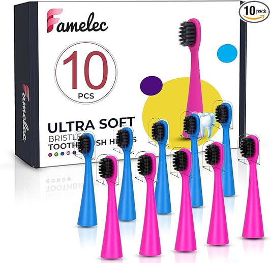 10Pcs for Burst Kids Replacement Heads, Perfect Fit for Burst Toothbrush Heads Kids, Ultra Soft Bristles for Deep Clean, Perfect for Toothbrush Heads (Pink and Blue)