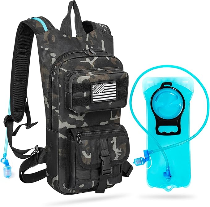 Hydration Backpack, Tactical Molle Water with 2L TPU Water Bladder, for Men Women Lightweight Water Backpack, Hydration Pack for Hiking, Biking, Climbing and Hunting-StrideForce Fitness