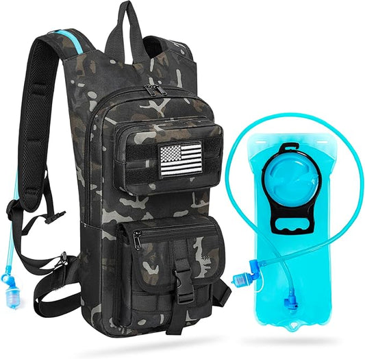 Hydration Backpack, Tactical Molle Water with 2L TPU Water Bladder, for Men Women Lightweight Water Backpack, Hydration Pack for Hiking, Biking, Climbing and Hunting-StrideForce Fitness