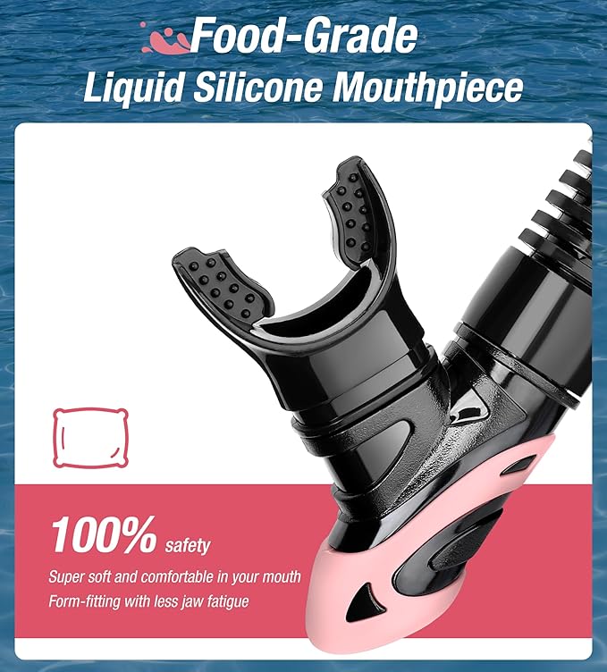 Aegend Dry Snorkel, Dive Mask Easy-Breath Free Diving Snorkel for Snorkeling Scuba Diving Freediving Swimming, with Top Dry Valve and Food-Grade Silicone Mouthpiece-StrideForce Fitness