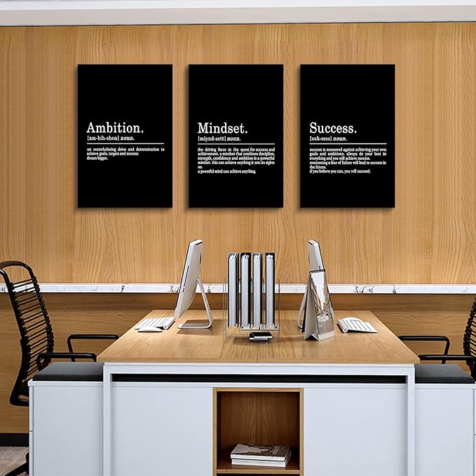 Inspirational Canvas Painting Wall Art -EPHANY ART, Motivational Wall Art Success Framed Entrepreneur Poster Positive Quotes Wall Poster for Home Office Workplace (M-3pcs,16x24inchx3pcs)-StrideForce Fitness