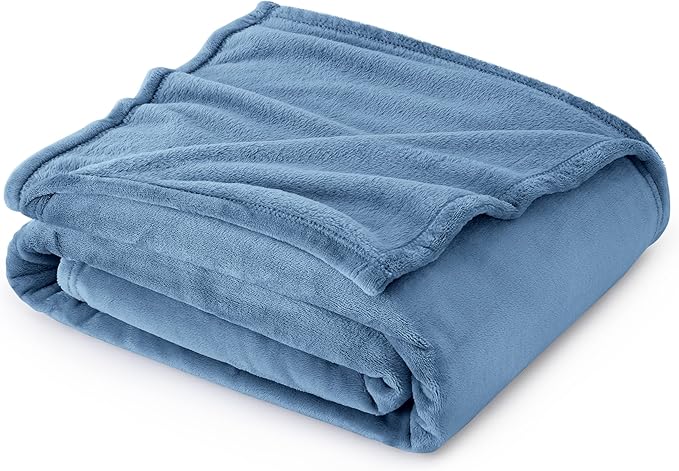 Bedsure Fleece Throw Blanket Washed Blue - 300GSM Blankets for Couch, Sofa, Bed, Soft Lightweight Plush Cozy Throws for Toddlers, 50x60 inches-StrideForce Fitness