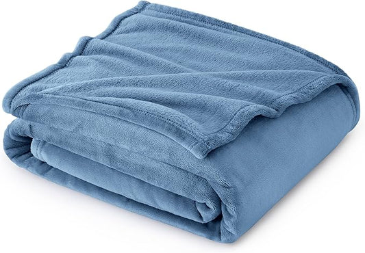 Bedsure Fleece Throw Blanket Washed Blue - 300GSM Blankets for Couch, Sofa, Bed, Soft Lightweight Plush Cozy Throws for Toddlers, 50x60 inches-StrideForce Fitness