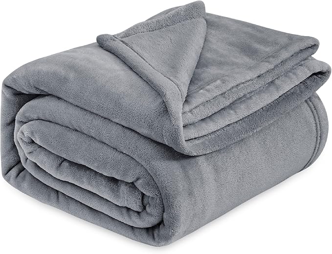 Bedsure Fleece Bed Blankets Queen Size Grey - Soft Lightweight Plush Fuzzy Cozy Luxury Fall Blanket Microfiber, Room Home Decor Gifts for Women and Men, 90x90 inches-StrideForce Fitness