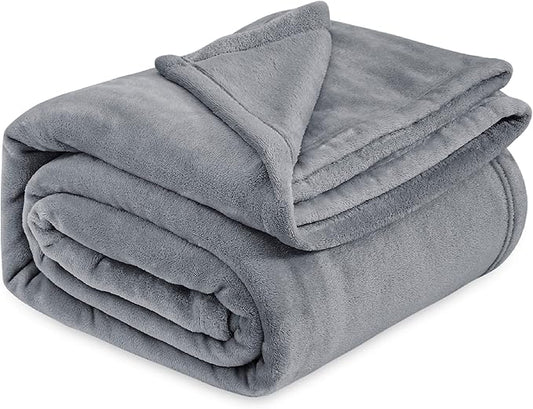 Bedsure Fleece Bed Blankets Queen Size Grey - Soft Lightweight Plush Fuzzy Cozy Luxury Fall Blanket Microfiber, Room Home Decor Gifts for Women and Men, 90x90 inches-StrideForce Fitness