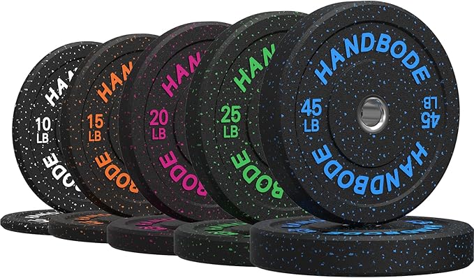 Colored Bumper Weight Plates Olympic Weight Plate Set 2-Inch, 10/15/20/25/35/45/55 lb Barbell Weight Plates Set for Home Gym, Rubber Strength Training Weights Plates for Weight Lifting-StrideForce Fitness