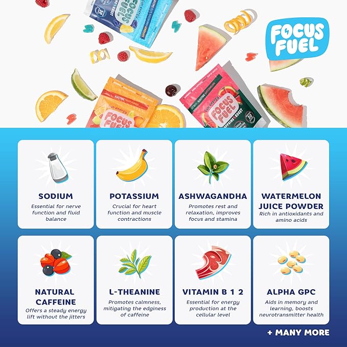 Energy Chews – Trial Size Variety Sample Pack (9 Servings) – 100mg Caffeine + Alpha GPC + L-Theanine + B12, Magnesium – Blue Razzberry Lemonade, Watermelon, Fruit Punch – No Crash or Jitters-StrideForce Fitness