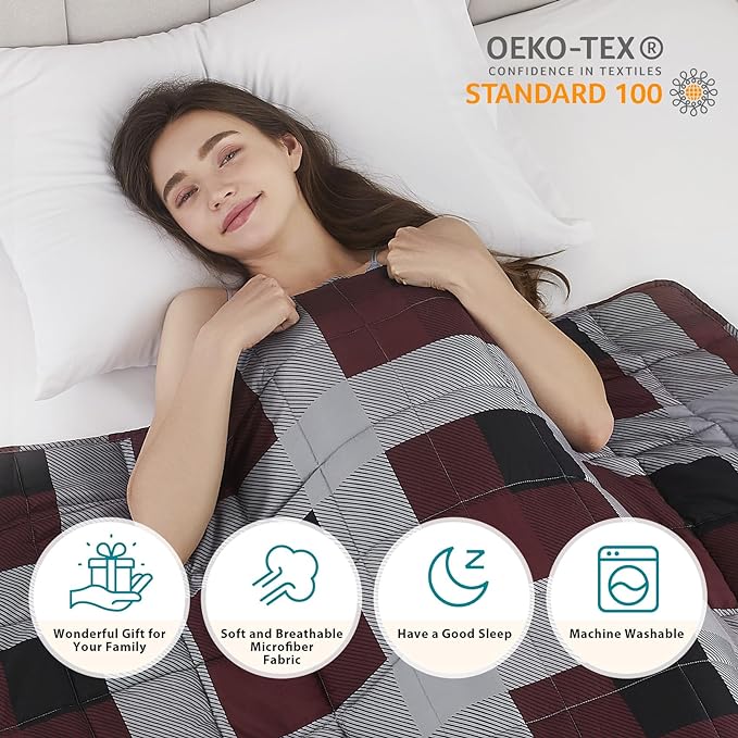 L'AGRATY Weighted Blanket - 60"x80" 20lbs Cooling Breathable Heavy Blanket Microfiber Material with Glass Beads for Adult All-Season Summer Fall Winter Soft Thick Comfort-StrideForce Fitness