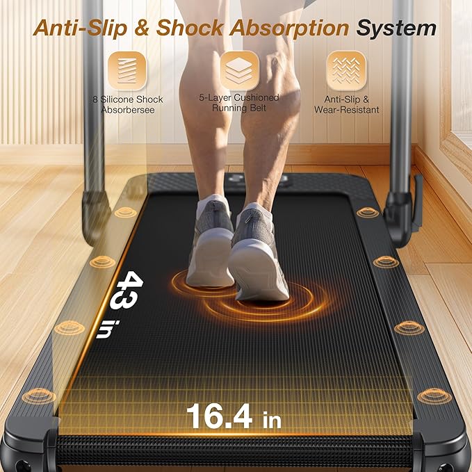 WELLFIT 10% Incline Foldable Walking Pad Treadmill with Handle Bar for Home, 360 LBS Capacity, 7.6MPH Max Speed,Wide Shock Absorbing Deck, 3.0HP Low Noise, for APP/Mute Remote-StrideForce Fitness