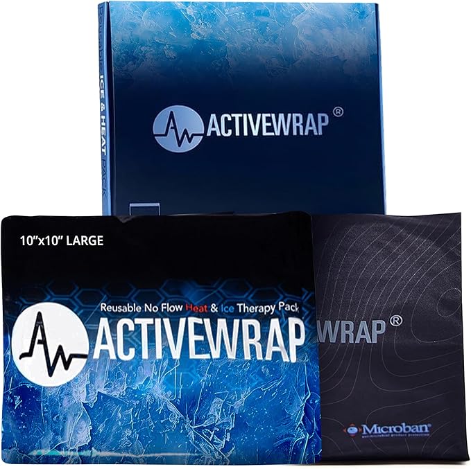 Ice Pack for Injuries Reusable, Hot Cold Packs for Pain Relief, First Aid & Injury Recovery. Individual Pack Cover Included for use in ActiveWrap Hip, Knee or Back Ice Wraps Lg, 10 x 10 inches-StrideForce Fitness