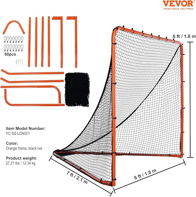 VEVOR Portable Lacrosse Goal - Complete Training Accessory Set with Extended Coverage for Youth and Adults-StrideForce Fitness