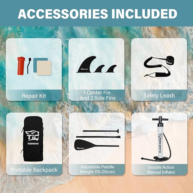 11'6"/11'/10' Inflatable Paddle Board with Complete Accessories, Versatile Premium Paddle Boards for Adults/Youth, Stand Up Paddle Board Polar/Wave/Sunny Wave Collection-StrideForce Fitness