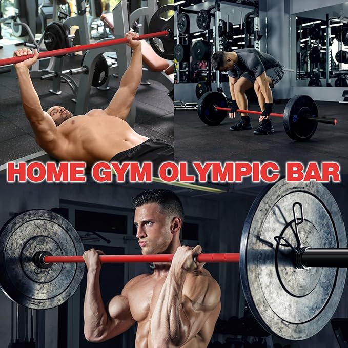 7ft Olympic Barbell for Strength Training and Olympic Weightlifting, 500 700 1000LBS Capacity Available, 2 Inch Bar for Squats, Home Gym Fitness Equipment, Bench Press, Deadlift,Powerlifting-StrideForce Fitness