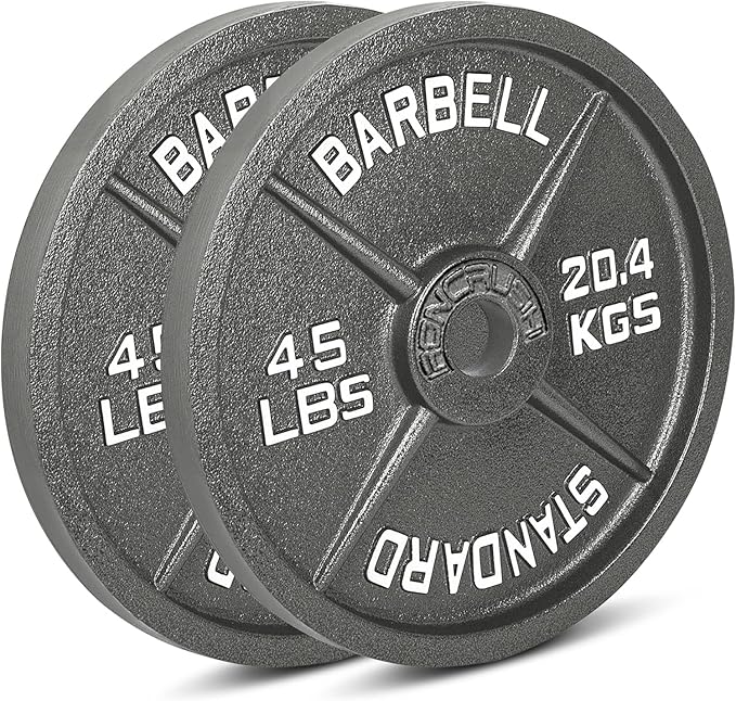 Cast Iron Olympic Weight Plates – Free Weights with 2-inch Hole & Anti-Rust Hammertone Finish - Ideal for Strength Training, Crossfit Equipment & Home Gym Set – Sold in Pairs - 2.5LB–45LB-StrideForce Fitness