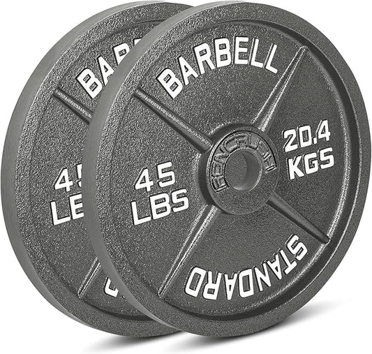 Cast Iron Olympic Weight Plates – Free Weights with 2-inch Hole & Anti-Rust Hammertone Finish - Ideal for Strength Training, Crossfit Equipment & Home Gym Set – Sold in Pairs - 2.5LB–45LB-StrideForce Fitness