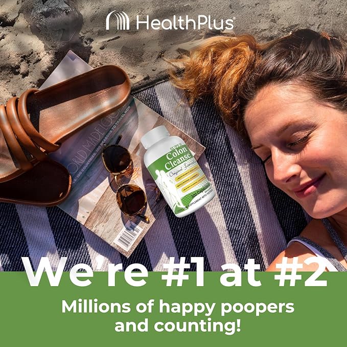 Health Plus Super Colon Cleanse Original Formula (1990-2025), 300 Capsules, 6 Cleanses - Digestive Support, Constipation Relief with Psyllium Husk and Senna Leaf-StrideForce Fitness