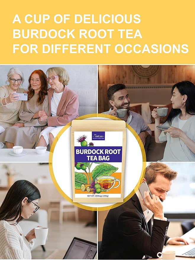 TeeLux Burdock Root Tea Bags, Pure Natural Burdock Root, Caffeine Free, Premium Herbal Tea, 100 Tea Bags