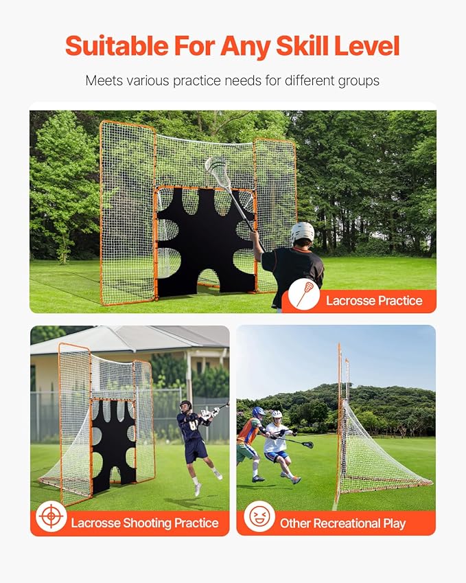VEVOR Portable Lacrosse Goal - Complete Training Accessory Set with Extended Coverage for Youth and Adults-StrideForce Fitness