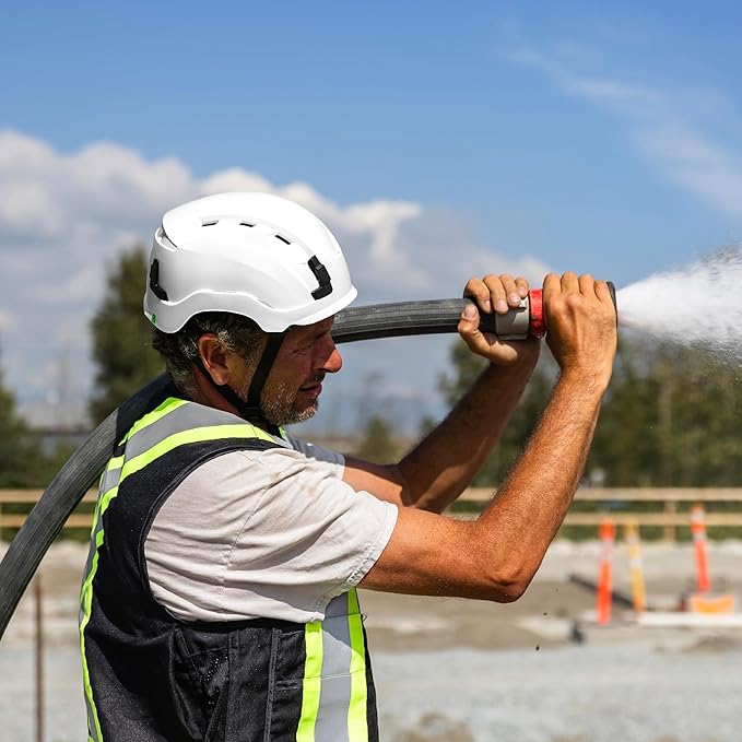 GE Safety Helmet, Impact Absorbing Tech, Adjustable Ratchet, ANSI Type 1, Memory Foam Padding, Hard Hats Protection, Lightweight, Durable, Chin Strap, Comfortable Fit OSHA Approved-StrideForce Fitness