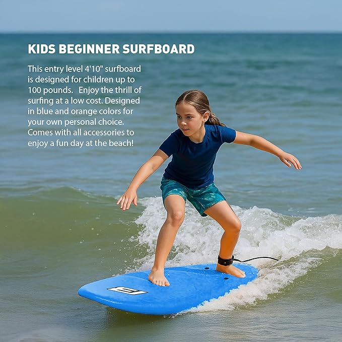 4'10" FUNBOARD Beginner Learning Softboard Surfboard Foam-StrideForce Fitness