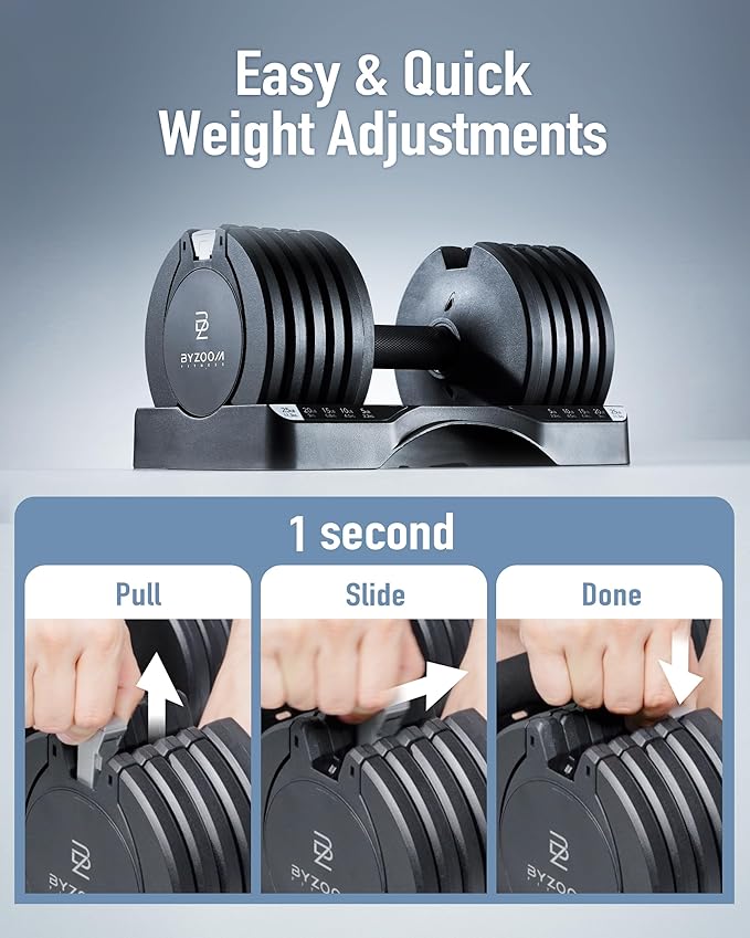 Adjustable Dumbbell – 12.5/25lb Single Unit OR Set of 2 – 5-in-1 Adjustable Weight for Home Gym, Strength Training & Fitness Workouts, White OR Black-StrideForce Fitness